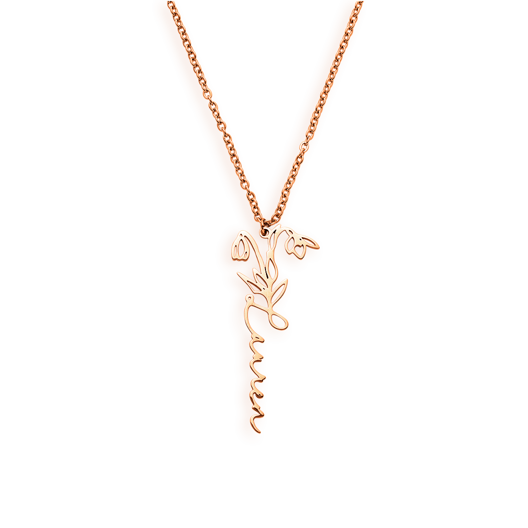 Collier avec nom de fleur de naissance