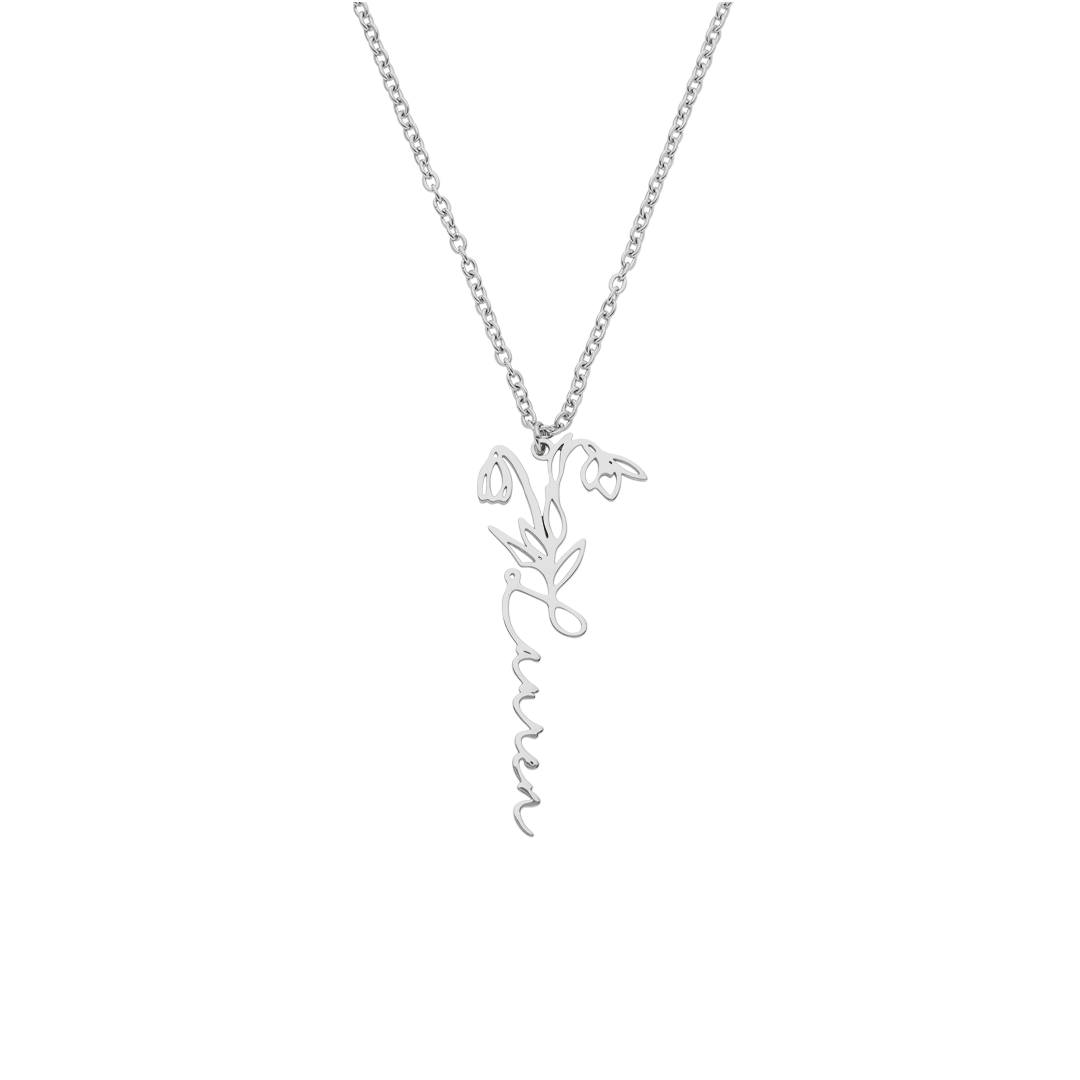 Collier avec nom de fleur de naissance