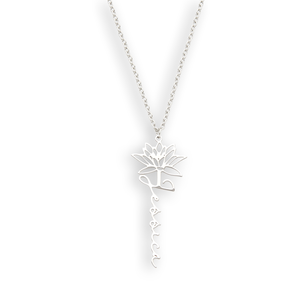 Collier avec nom de fleur de naissance