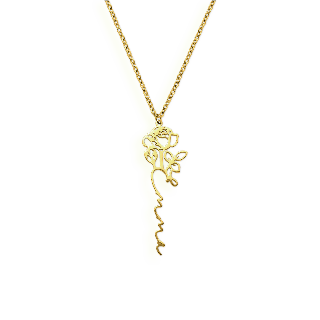 Collier avec nom de fleur de naissance