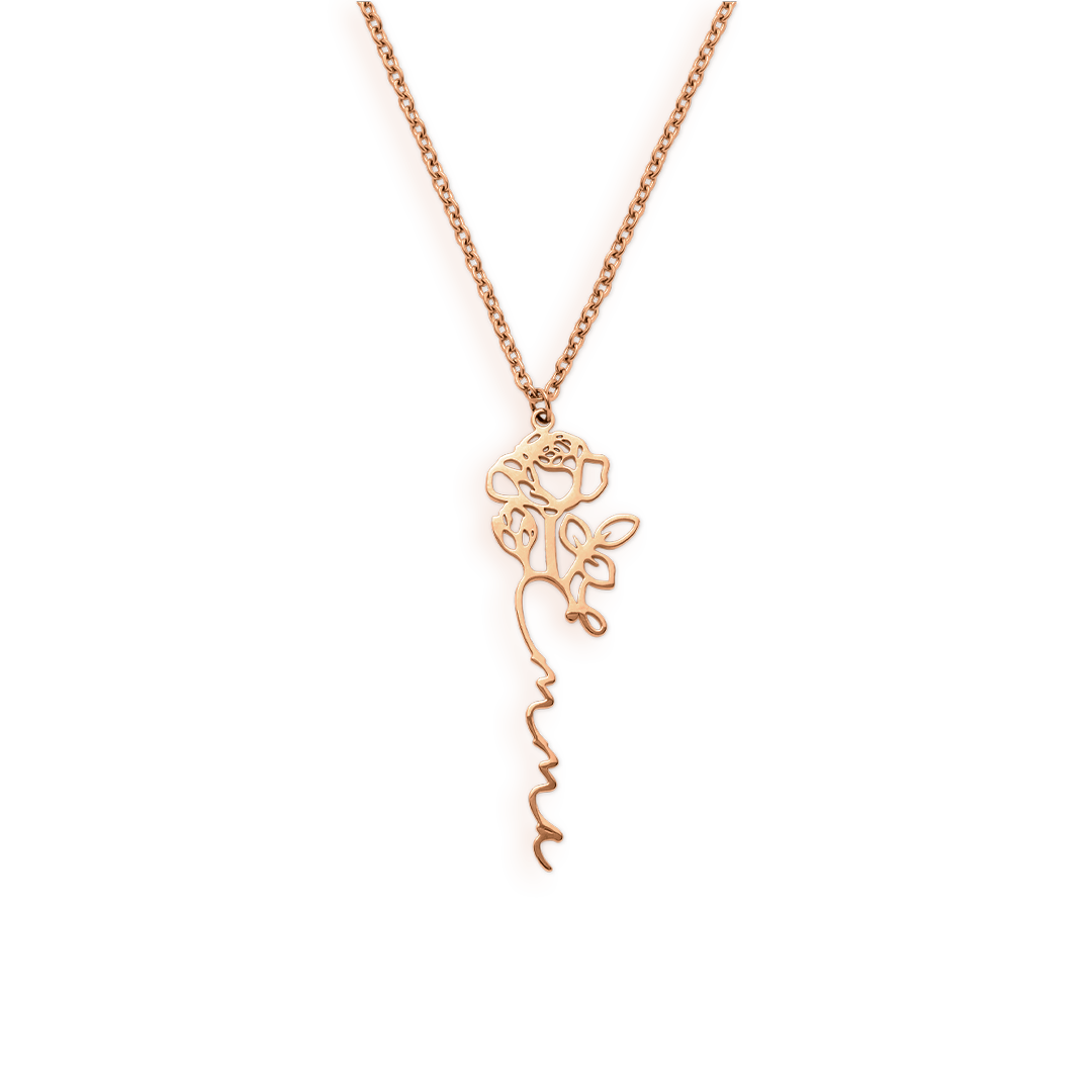 Collier avec nom de fleur de naissance