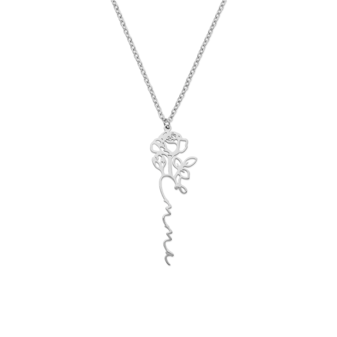 Collier avec nom de fleur de naissance