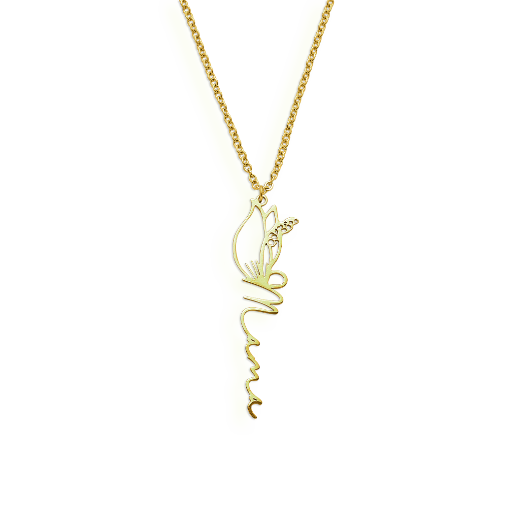 Collier avec nom de fleur de naissance