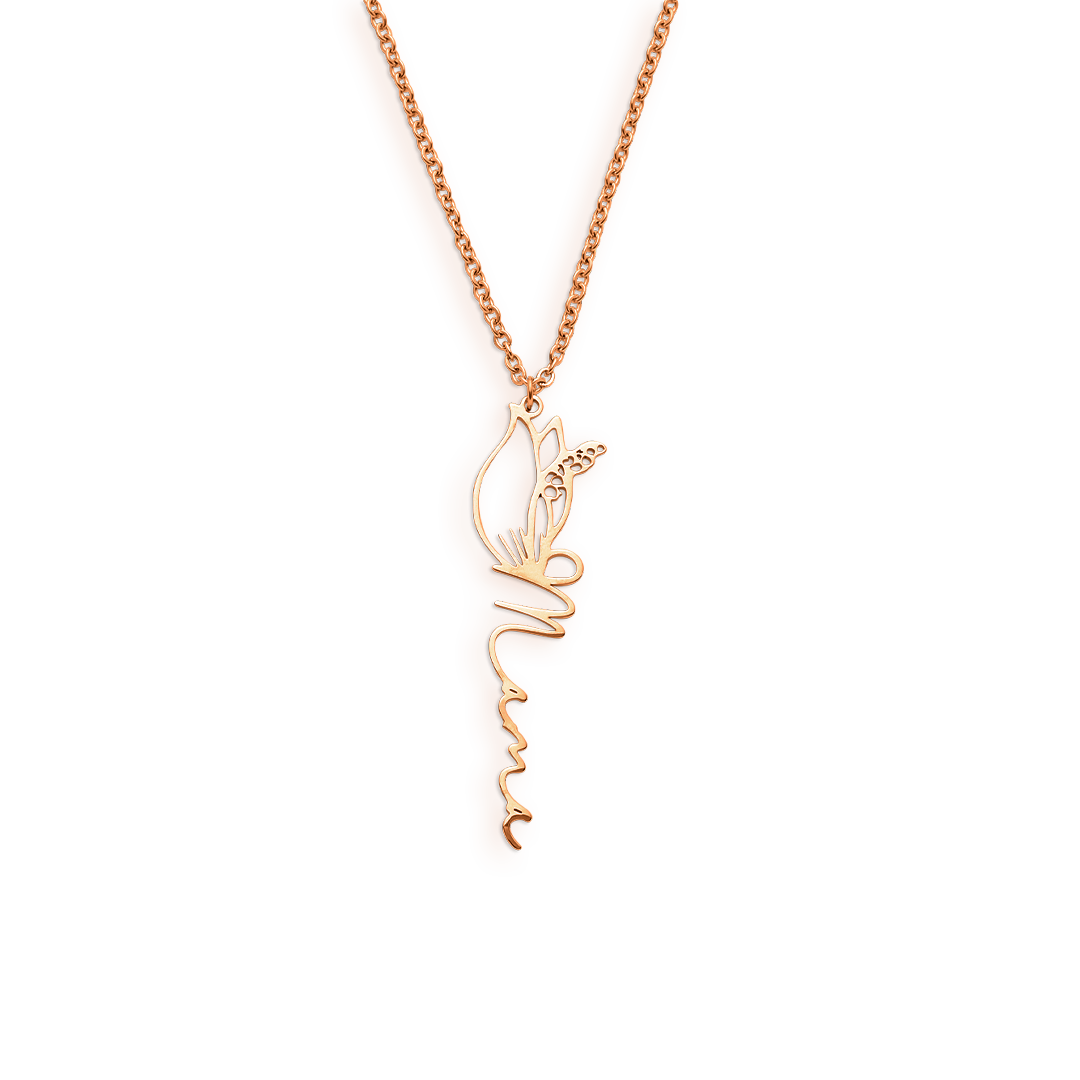 Collier avec nom de fleur de naissance