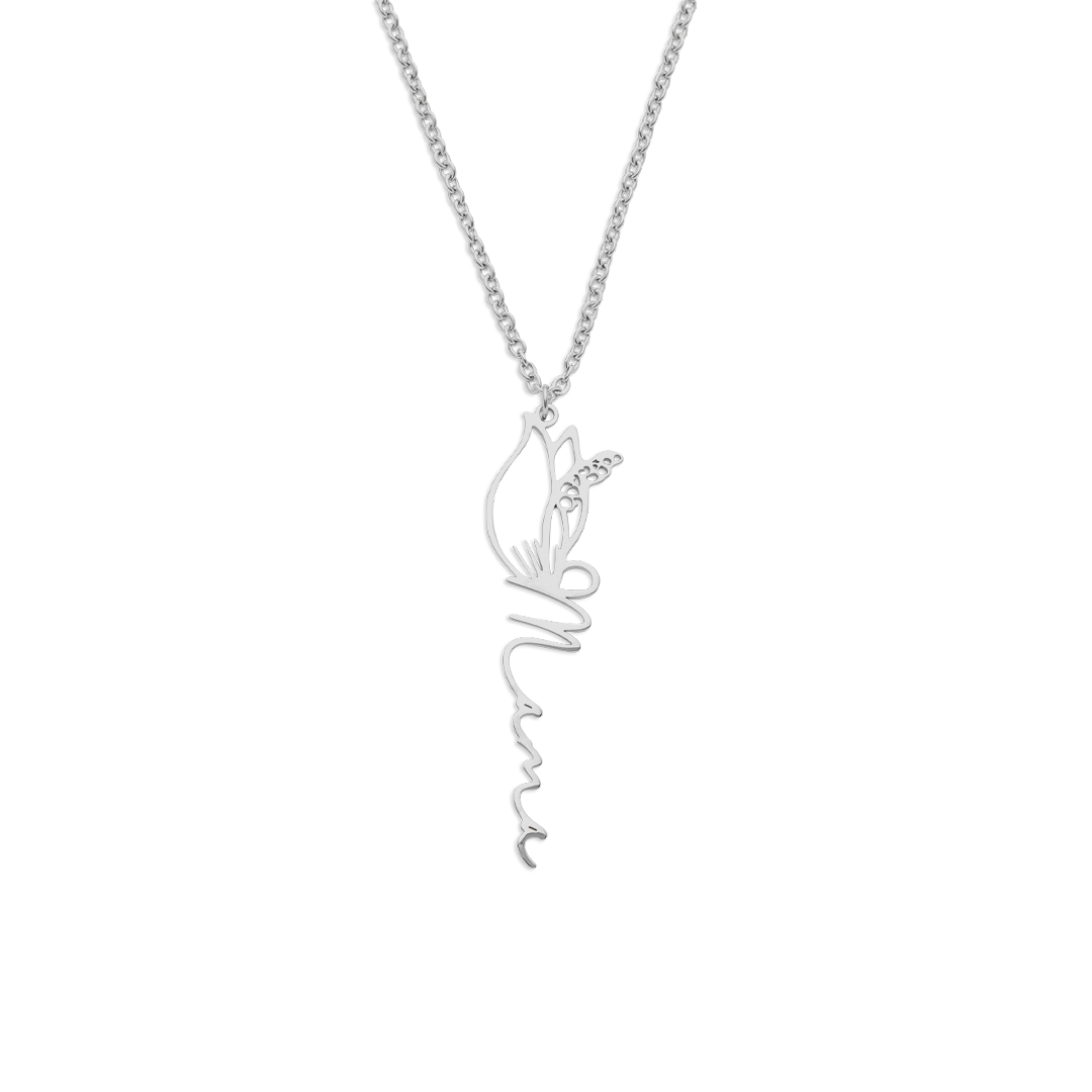 Collier avec nom de fleur de naissance