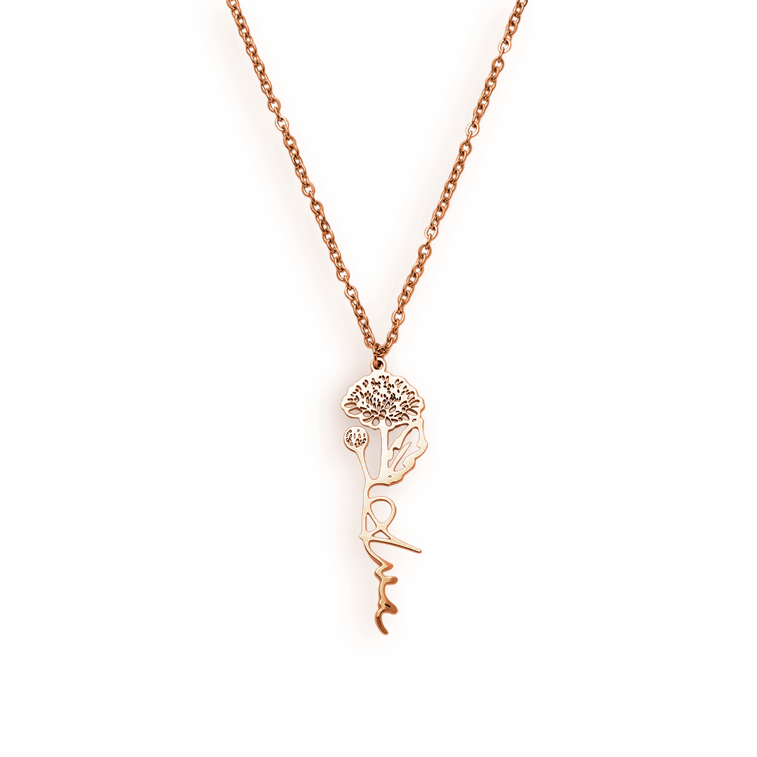 Collier avec nom de fleur de naissance