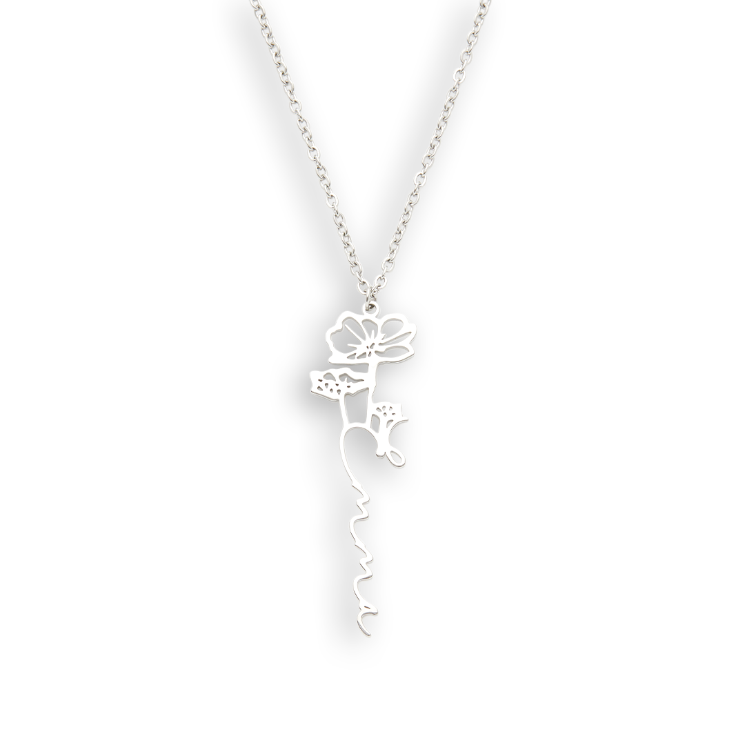Collier avec nom de fleur de naissance