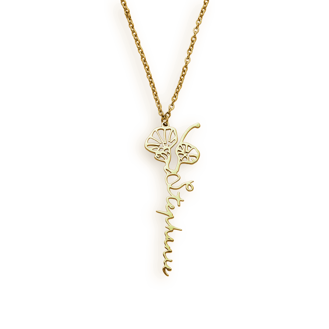 Collier avec nom de fleur de naissance