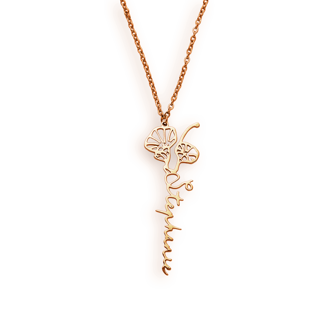 Collier avec nom de fleur de naissance