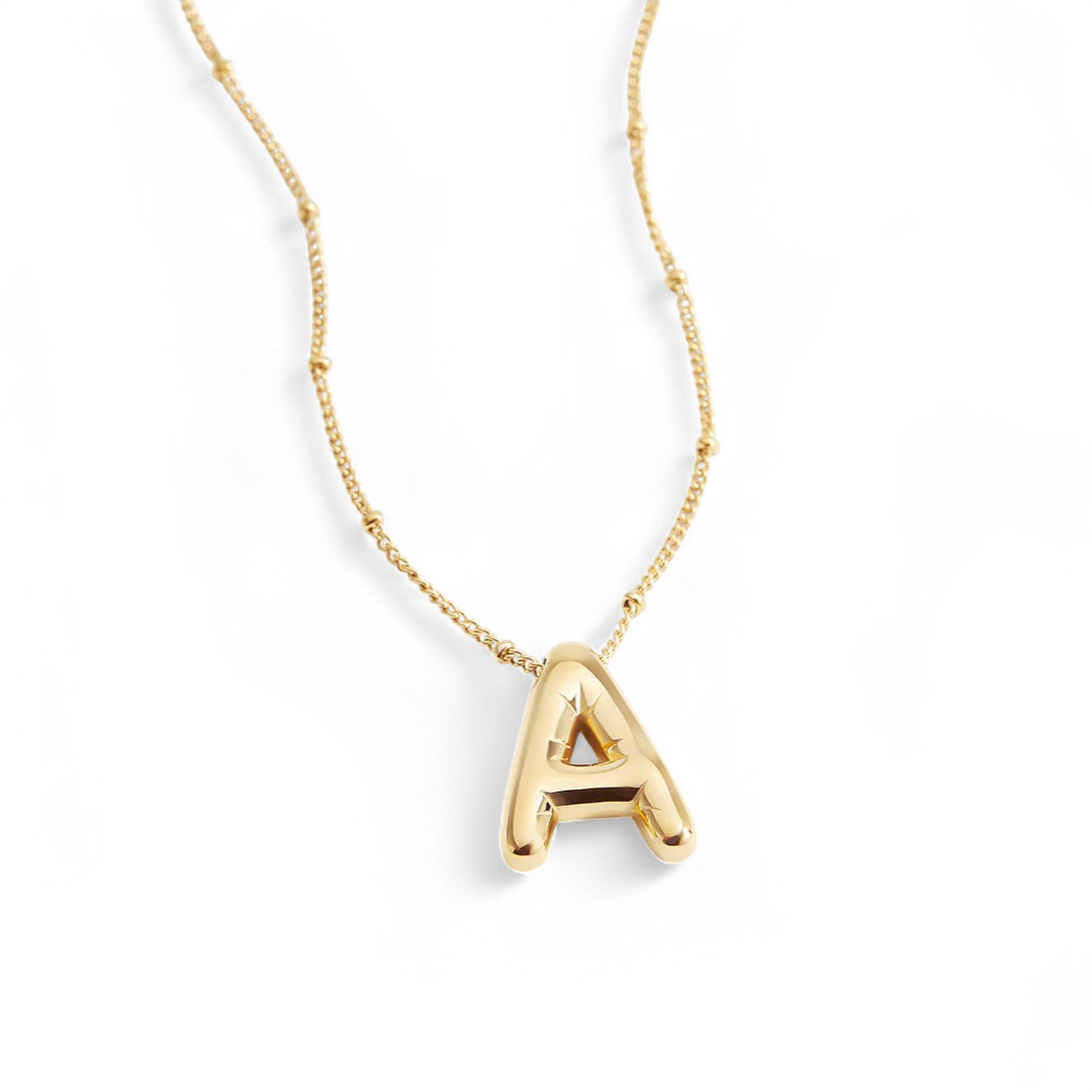 Balloon Initial Necklace with Satellite Chain