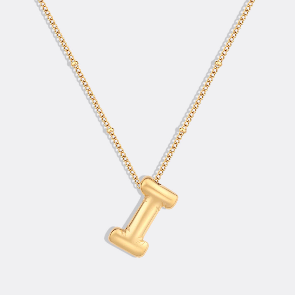 Balloon Initial Necklace with Satellite Chain