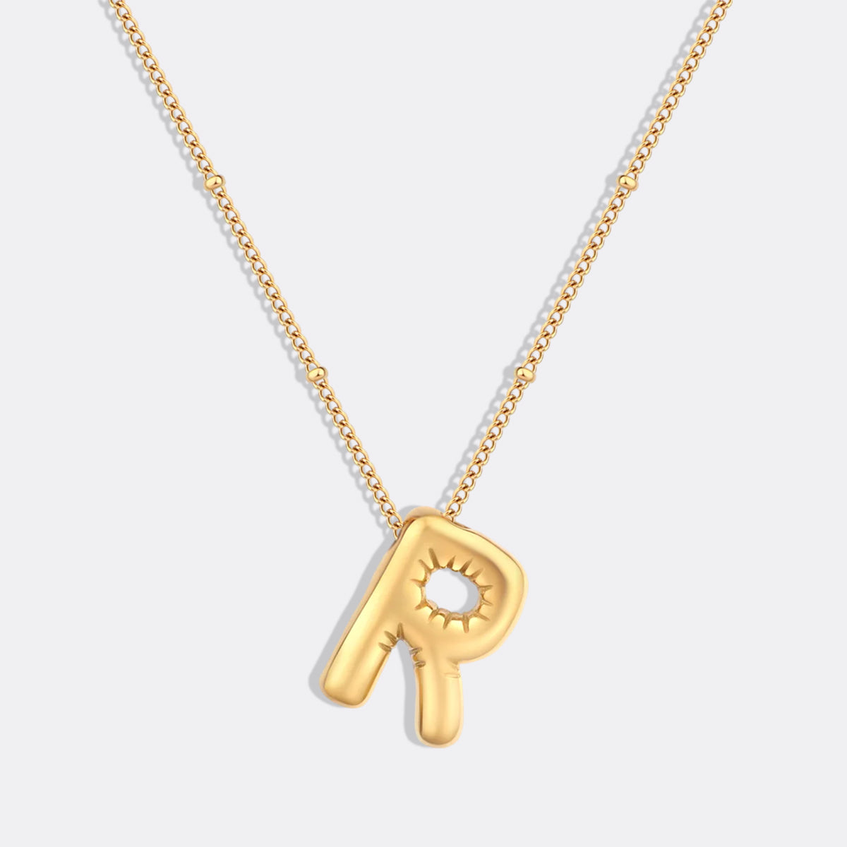 Balloon Initial Necklace with Satellite Chain