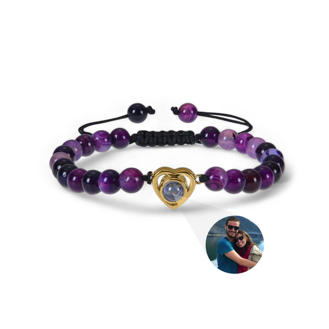 Beaded Heart Photo Bracelet