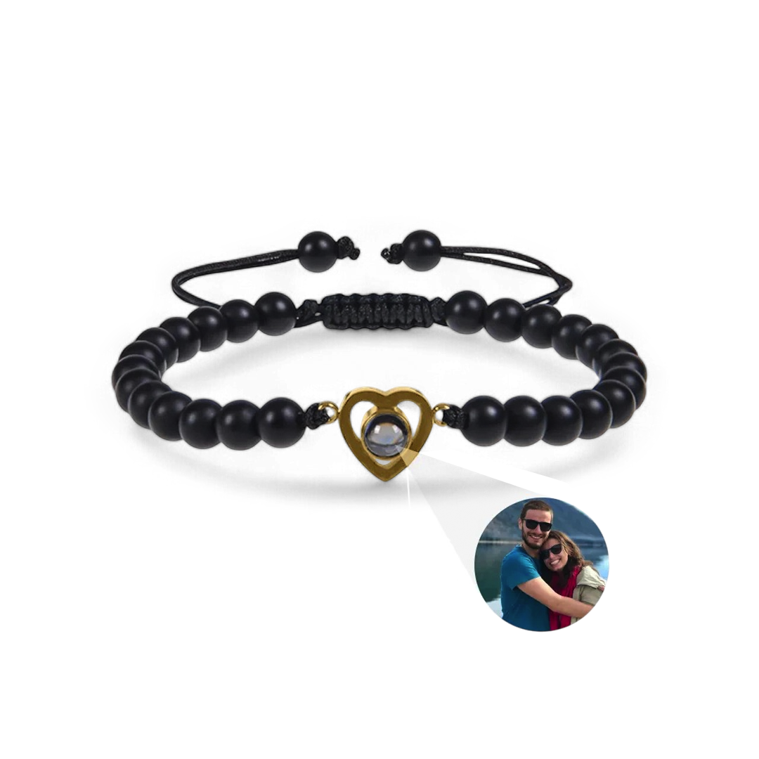 Beaded Heart Photo Bracelet