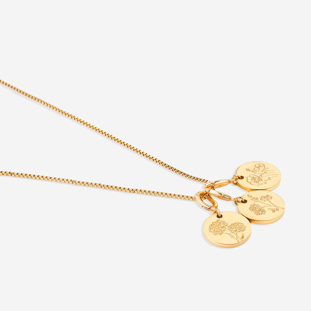 Collier empilable à breloques fleur de naissance