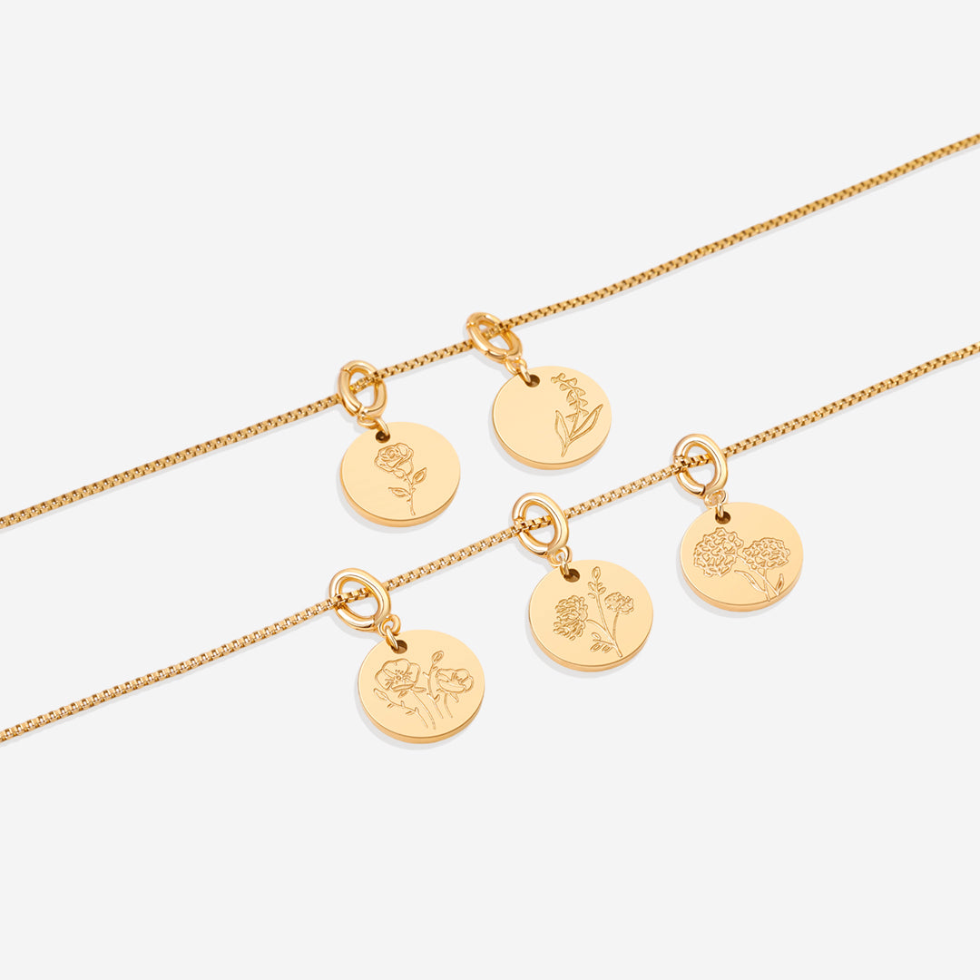 Collier empilable à breloques fleur de naissance