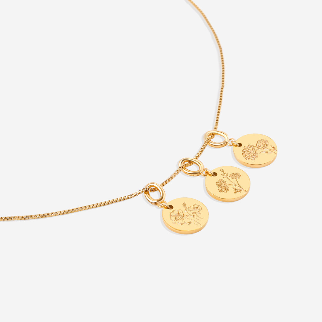 Collier empilable à breloques fleur de naissance