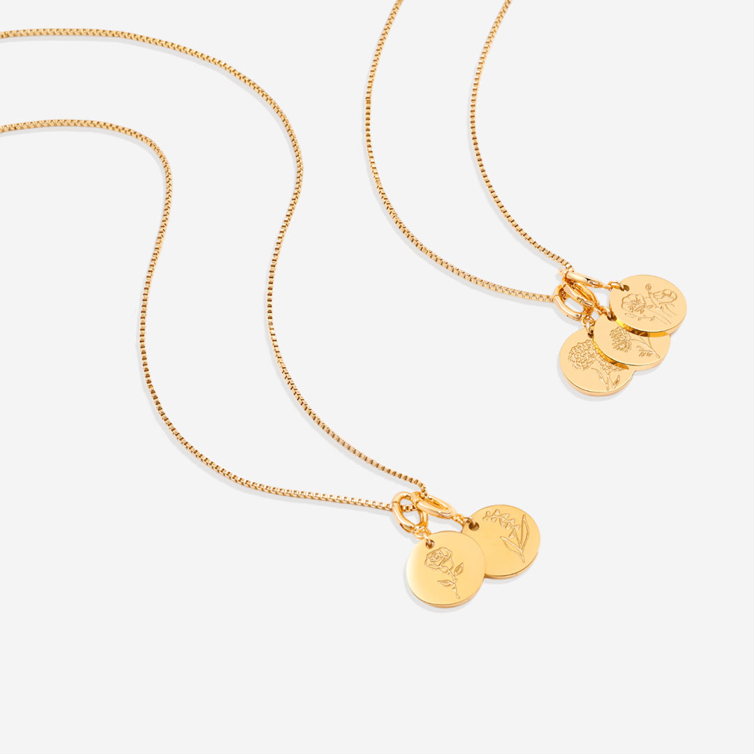 Collier empilable à breloques fleur de naissance