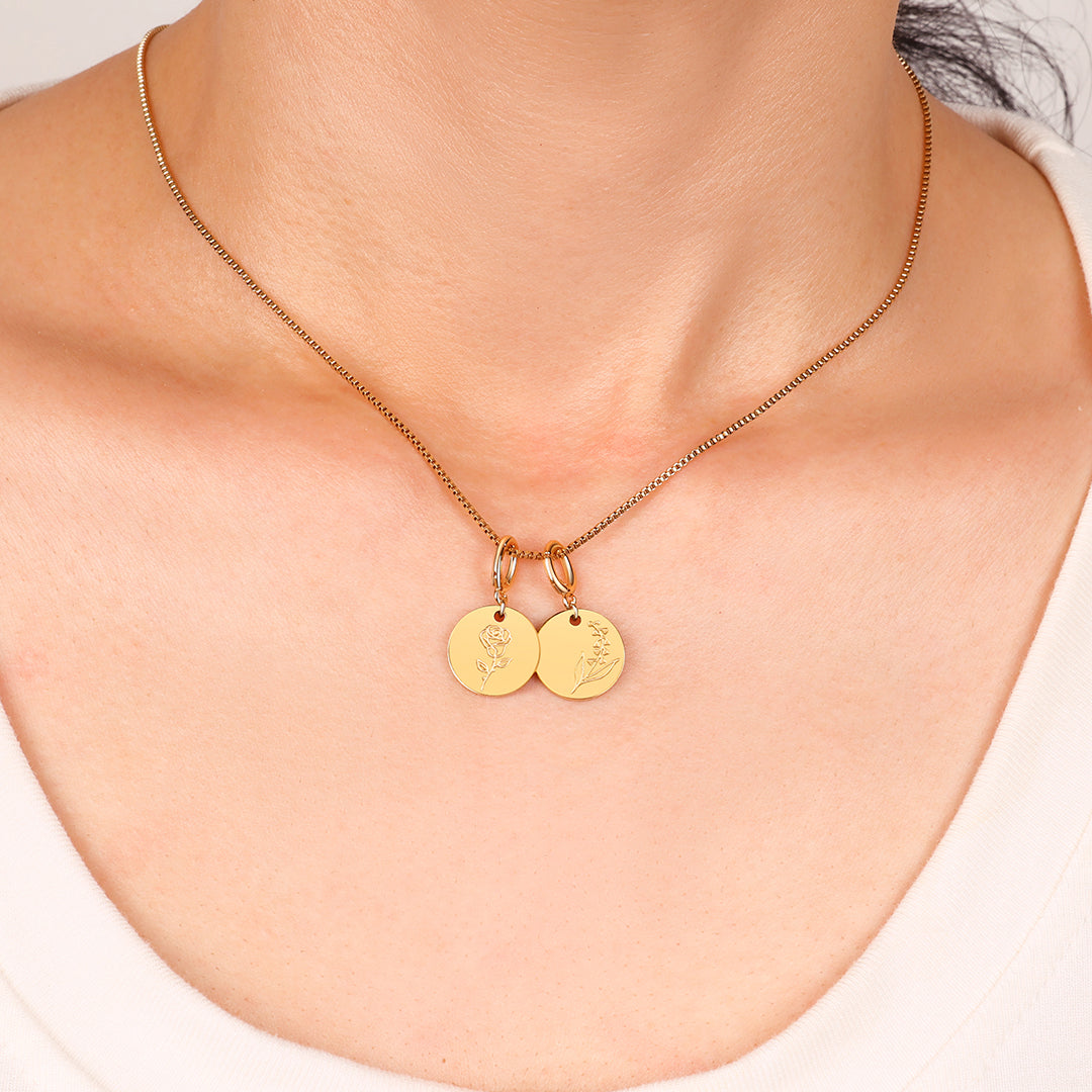 Collier empilable à breloques fleur de naissance