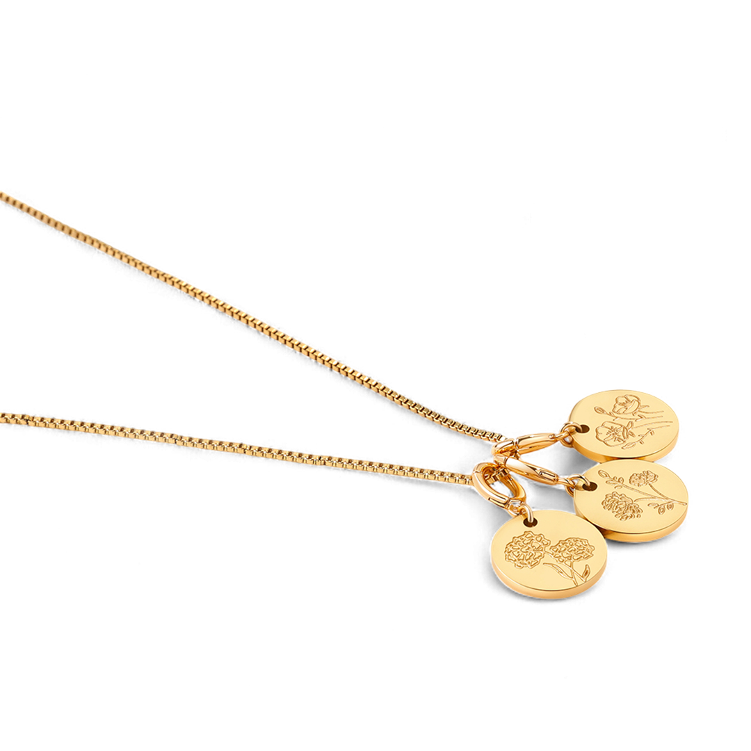 Collier empilable à breloques fleur de naissance