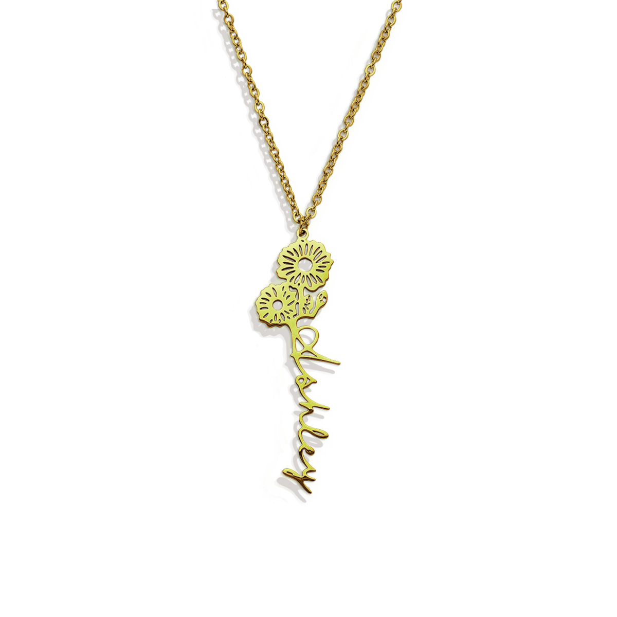 Collier avec nom de fleur de naissance