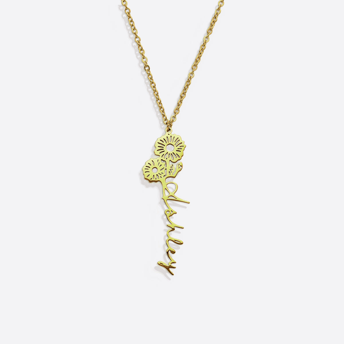 Collier avec nom de fleur de naissance