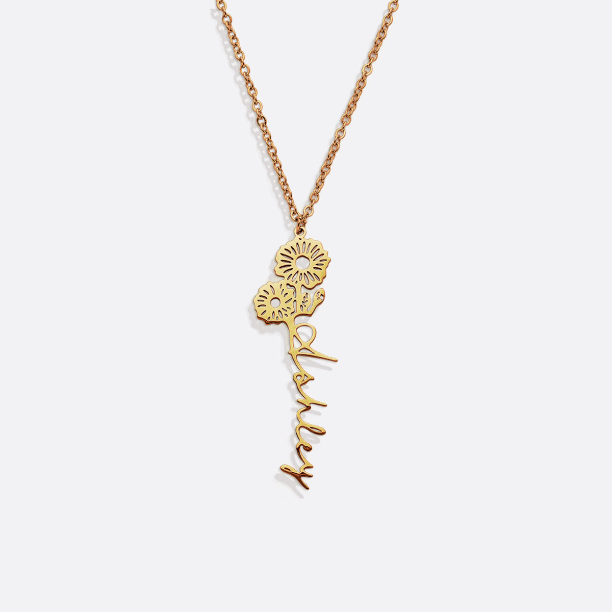 Collier avec nom de fleur de naissance