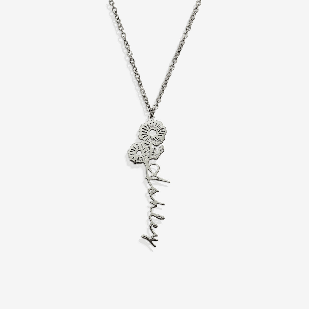 Collier avec nom de fleur de naissance