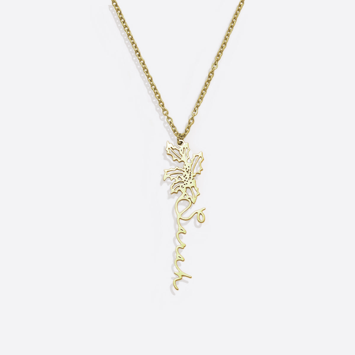 Collier avec nom de fleur de naissance
