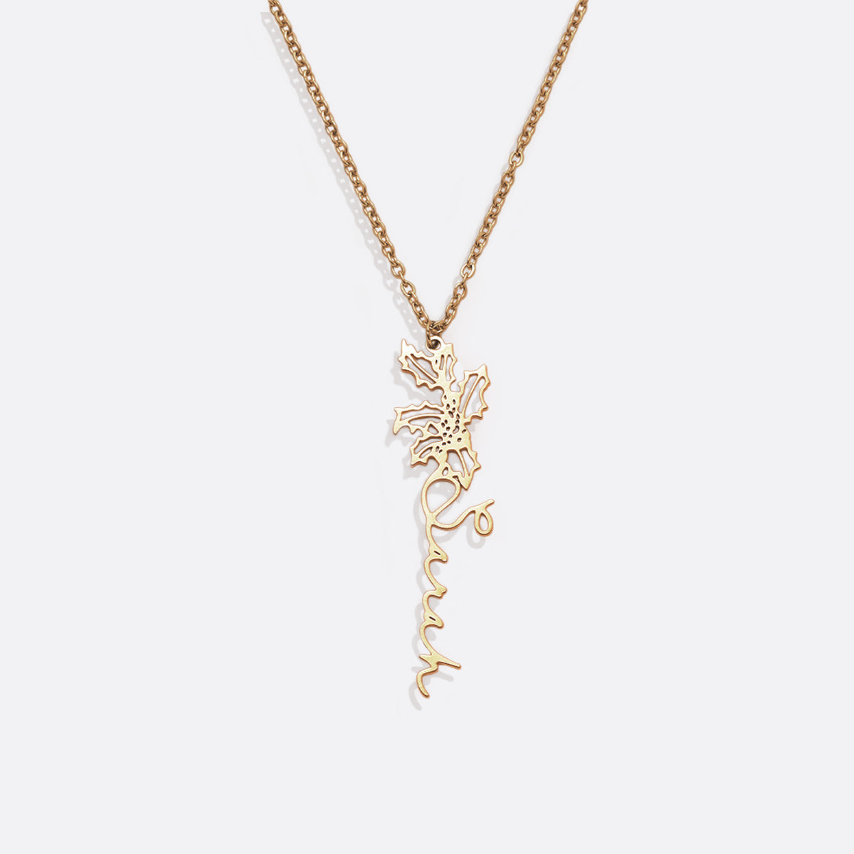 Collier avec nom de fleur de naissance