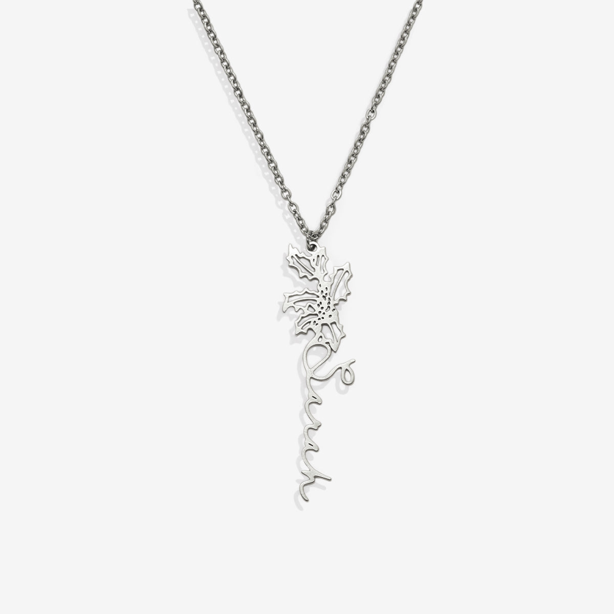 Collier avec nom de fleur de naissance