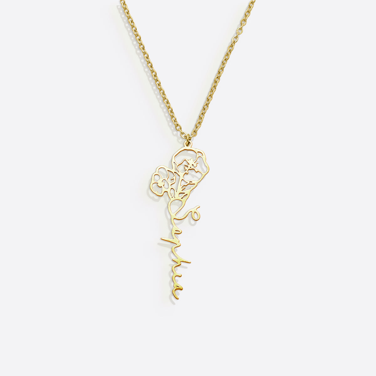 Collier avec nom de fleur de naissance