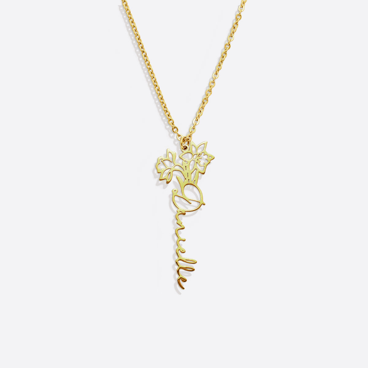Collier avec nom de fleur de naissance