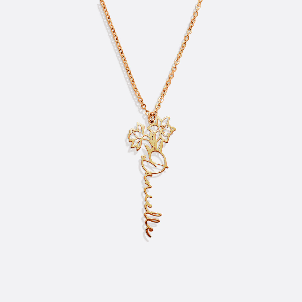 Collier avec nom de fleur de naissance