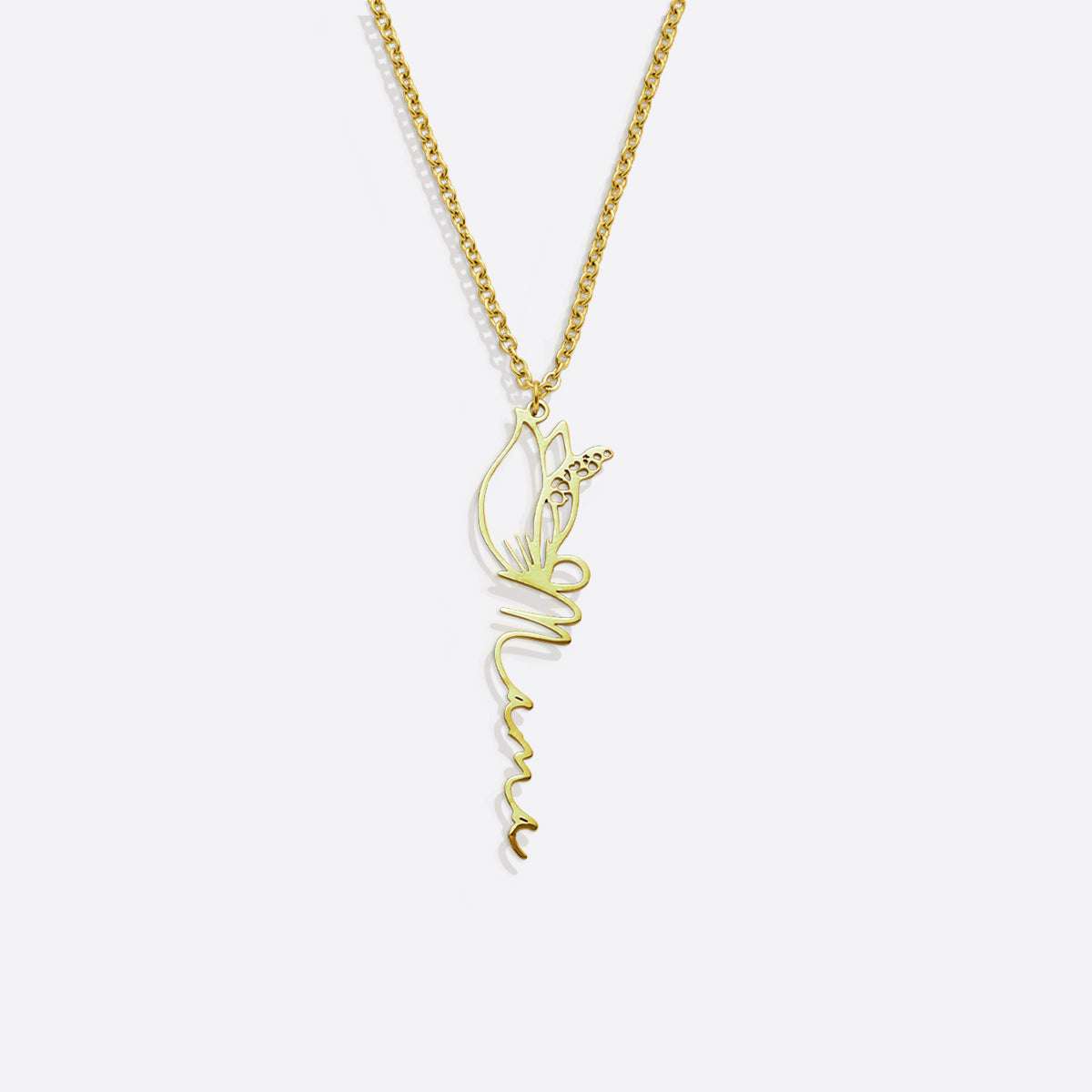 Collier avec nom de fleur de naissance