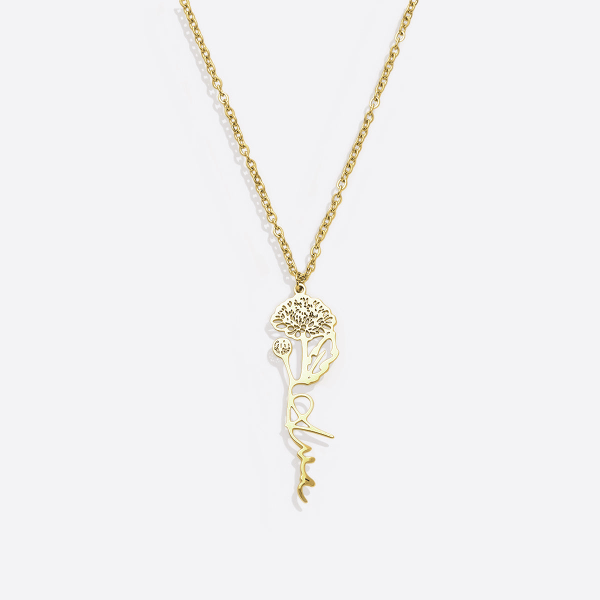 Collier avec nom de fleur de naissance