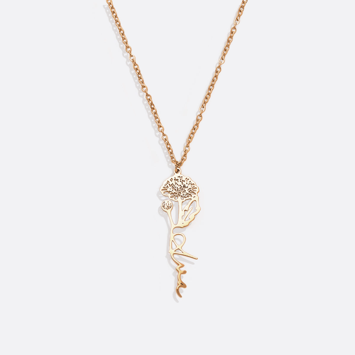 Collier avec nom de fleur de naissance