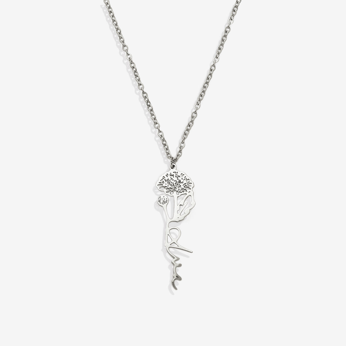 Collier avec nom de fleur de naissance