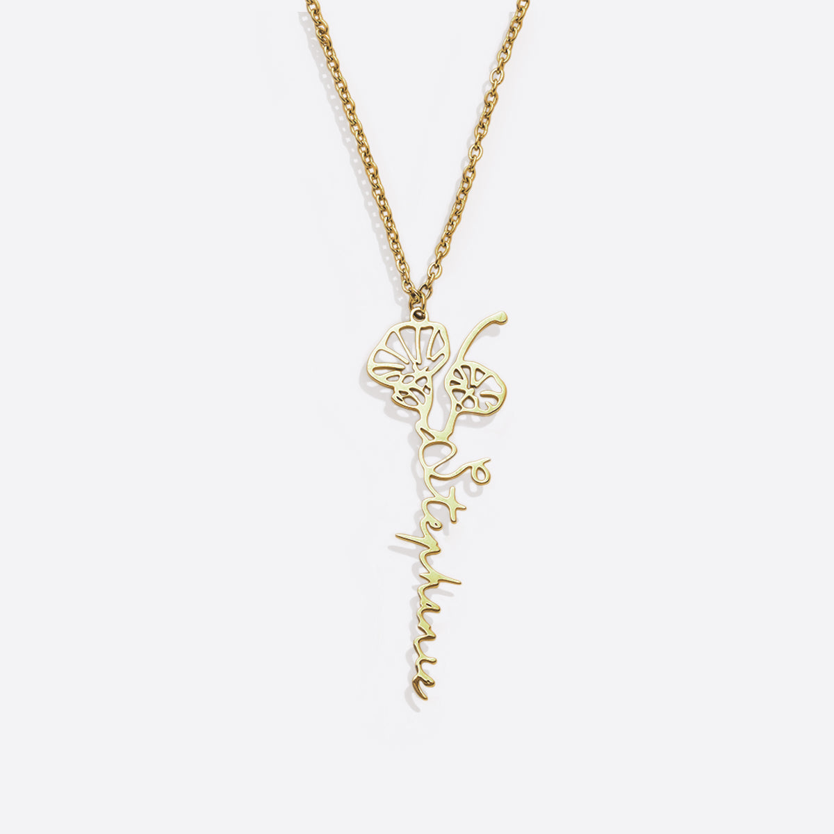Collier avec nom de fleur de naissance