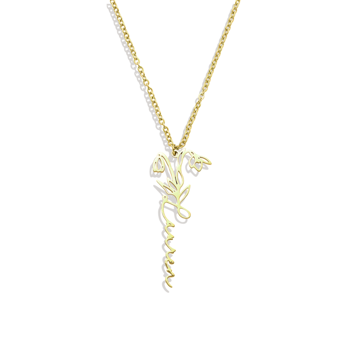 Collier avec nom de fleur de naissance