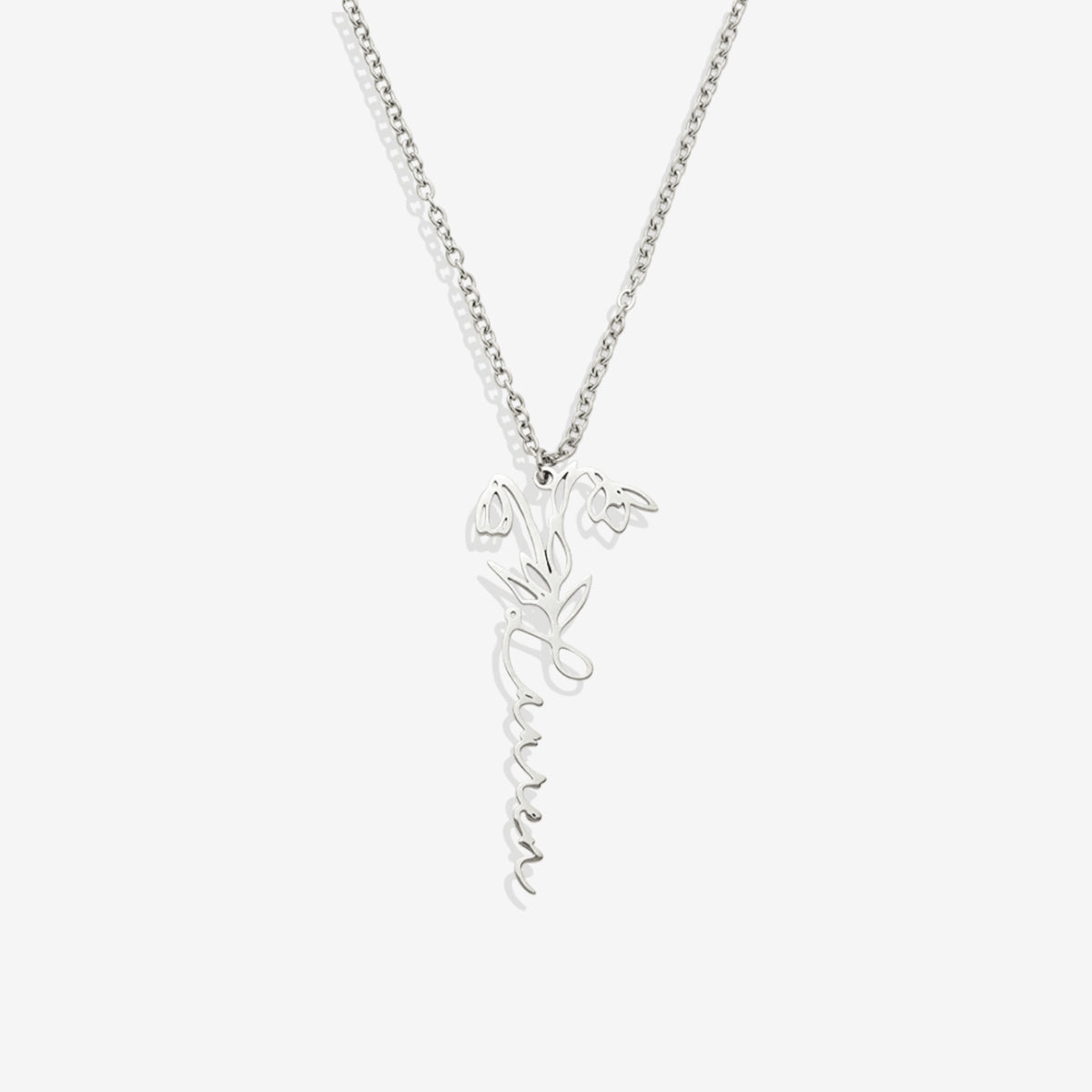 Collier avec nom de fleur de naissance