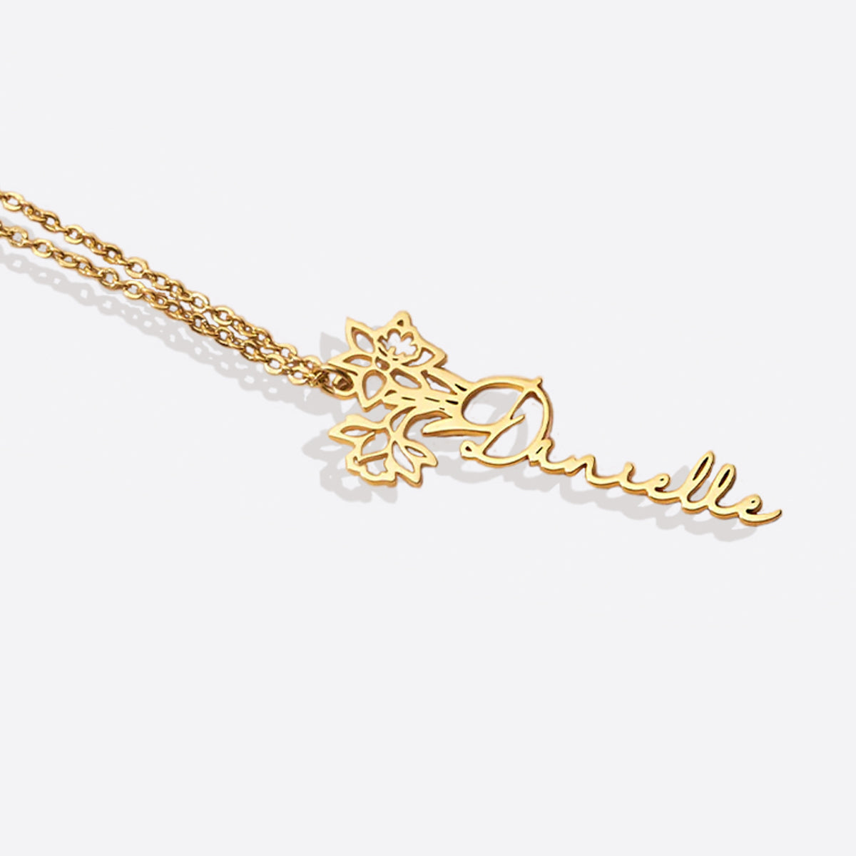 Collier avec nom de fleur de naissance
