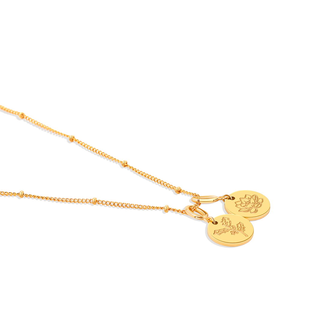 Collier empilable à breloques fleur de naissance