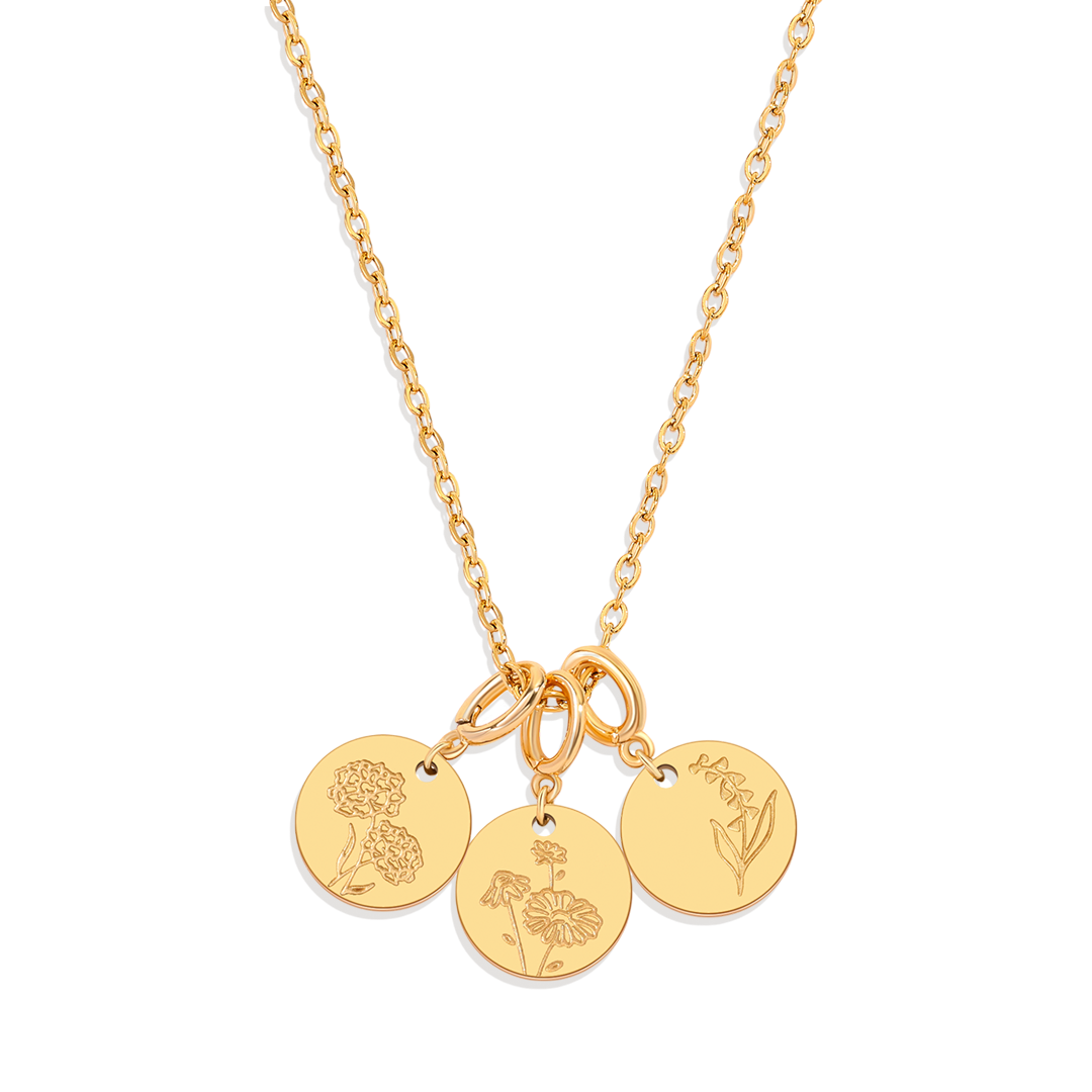 Collier empilable à breloques fleur de naissance