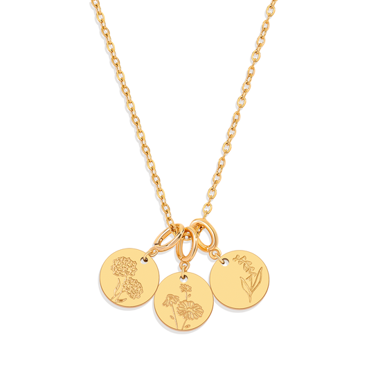 Collier empilable à breloques fleur de naissance