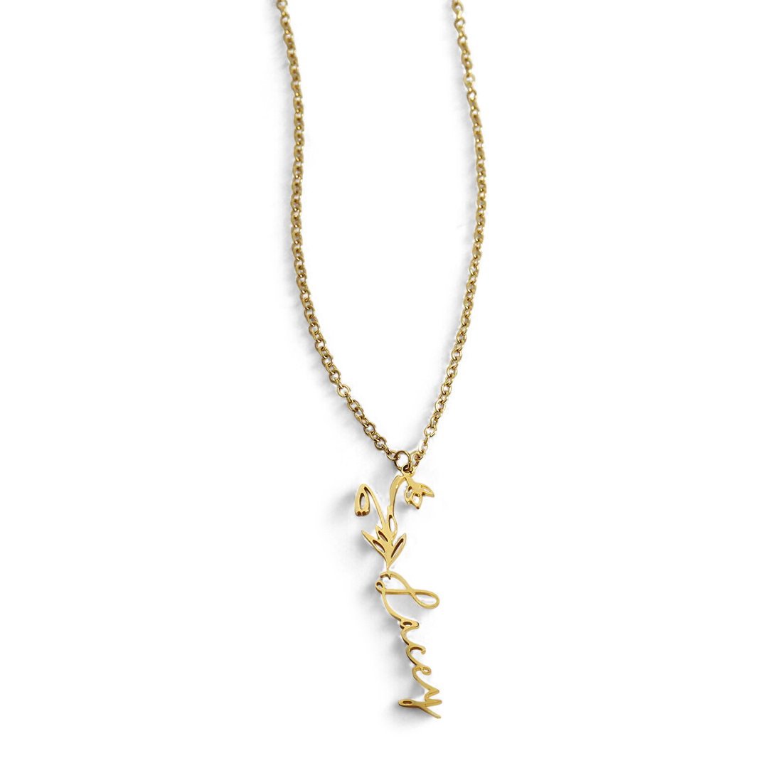 Collier avec nom de fleur de naissance