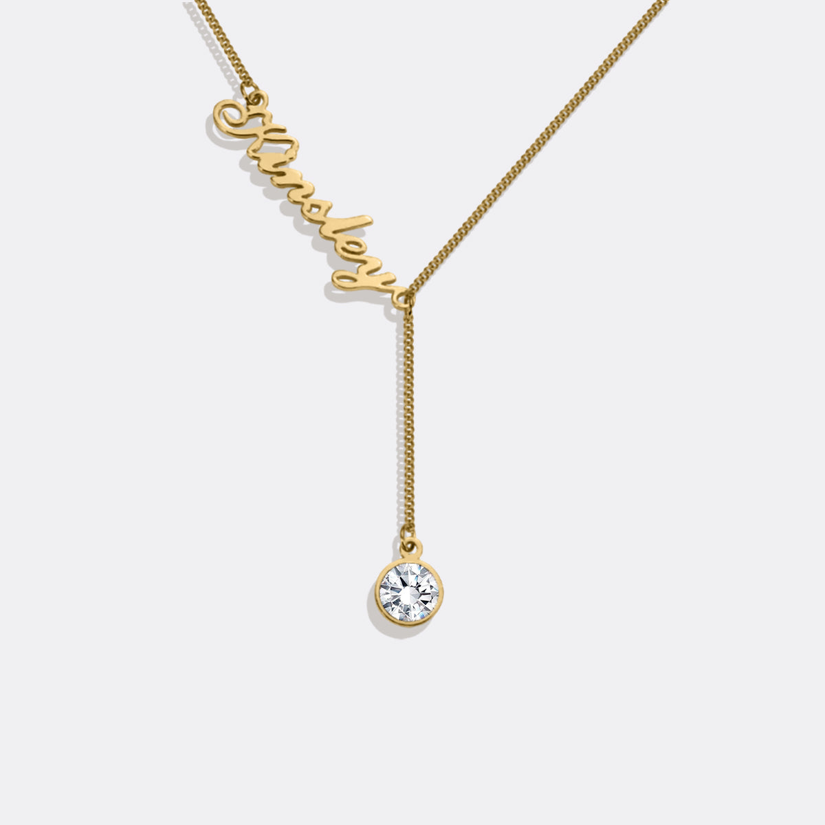 Collier Lariat avec pierre de naissance et nom