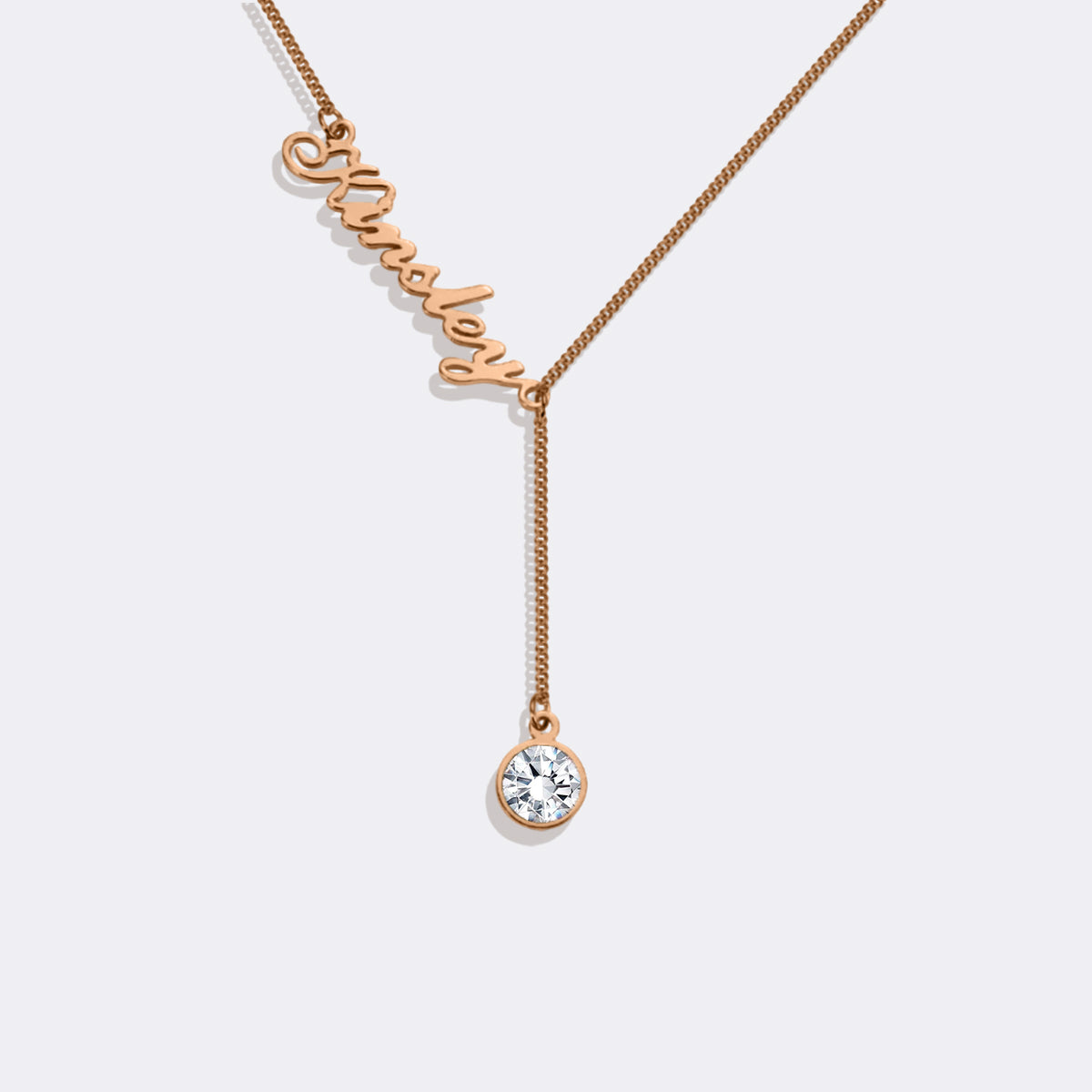 Collier Lariat avec pierre de naissance et nom