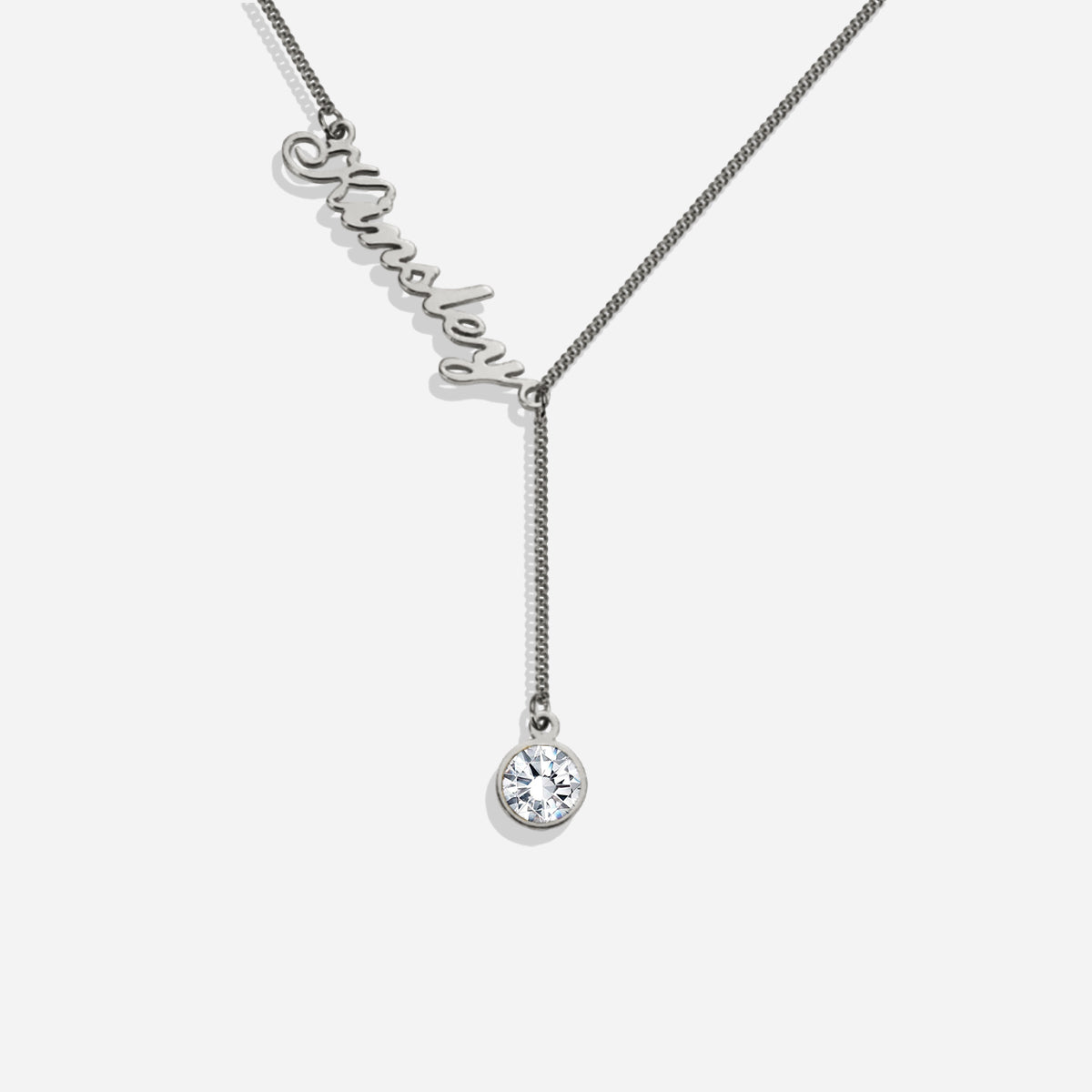 Collier Lariat avec pierre de naissance et nom