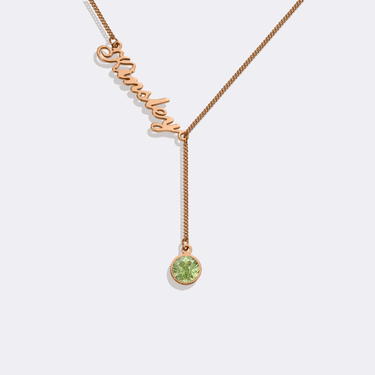 Collier Lariat avec pierre de naissance et nom